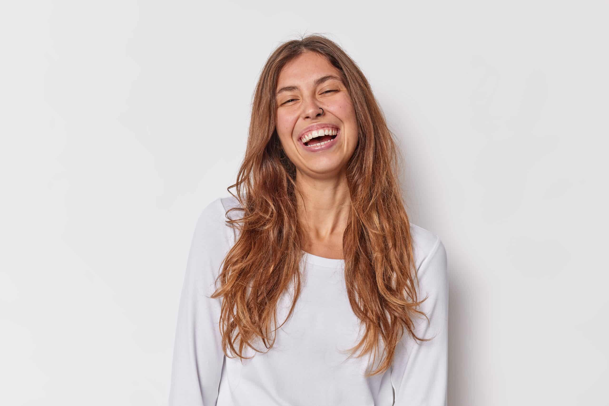 Positive,Human,Emotions,Concept.,Long,Haired,Young,European,Woman,With